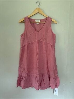 Cynthia Rowley Rose Pink V-Neck Ruffled Hem Mini Dress